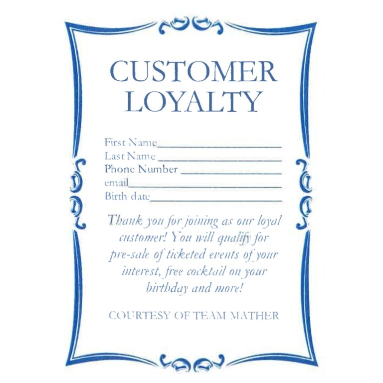 Customer Loyalty Form